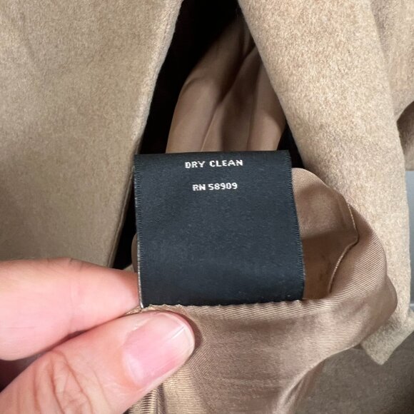 Katherine Kelly Cashmere Coat Size 10 Tan Neutral Trench Long Notch Collar - Picture 13 of 13